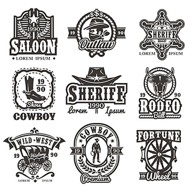 Western Cowboy Logo - Set Of Vector Wild West Logos, Western, Cowboy, Rodeo PNG and Vector ...