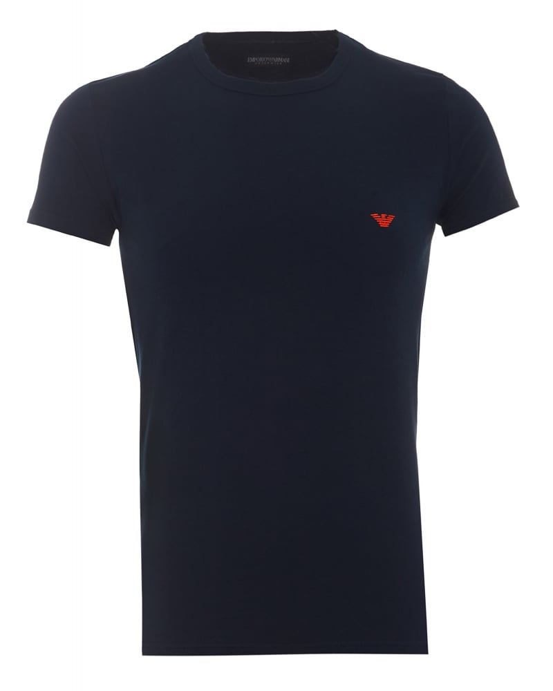 Black and Red Eagle Logo - Emporio Armani Mens T-Shirt Small Red Eagle Logo Navy Slim Fit Tee