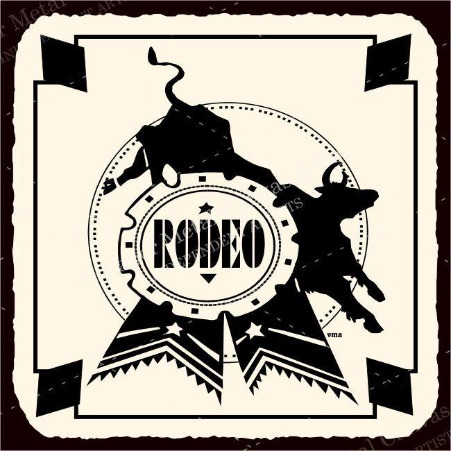 Western Cowboy Logo - VMA-G-1141) Rodeo Prize Bull Vintage Metal Art Western Cowboy Retro ...