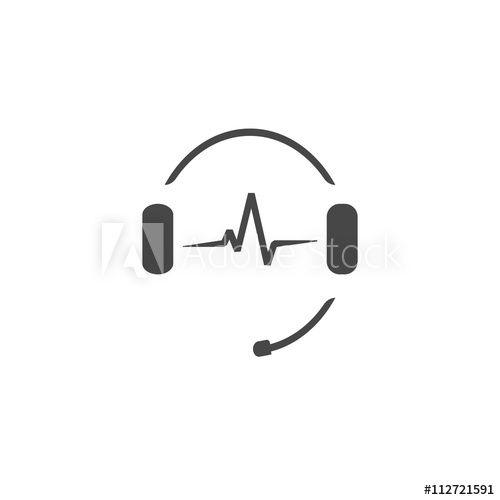 Beats Headphones Logo - Headphones with microphone and sound waves beats, concept of radio ...