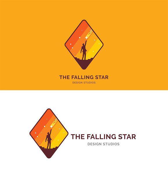 Orange Star Logo - Sky Falling Star Logo Logo Templates Creative Market
