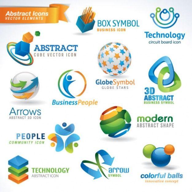 Orange and Blue Logo - Abstract icons for logos in orange blue and green - Logo templates ...