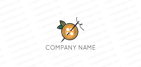 Orange Shaped Logo - orange shaped button with the needle and leaves