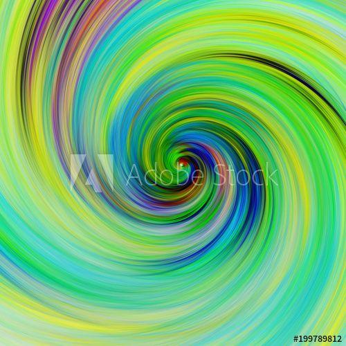 Blue and Green Spiral Logo - Fantastic swirl. Abstract green, yellow and blue texture. Fractal ...