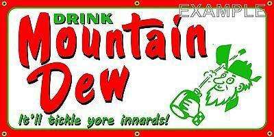 Vintage Mountain Dew Logo - MOUNTAIN DEW OLD School Retro Vintage Sign Remake Banner Shop Garage ...