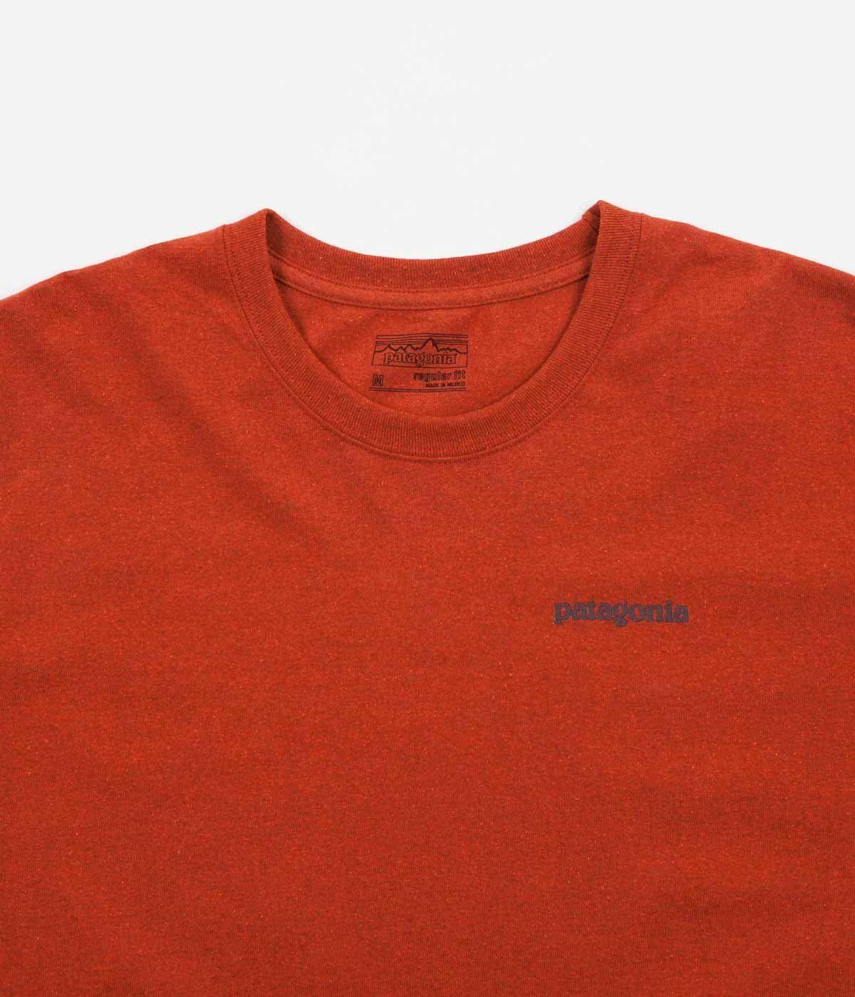 Red Roots Logo - Patagonia Text Logo Long Sleeve T-Shirt - Roots Red | Flatspot