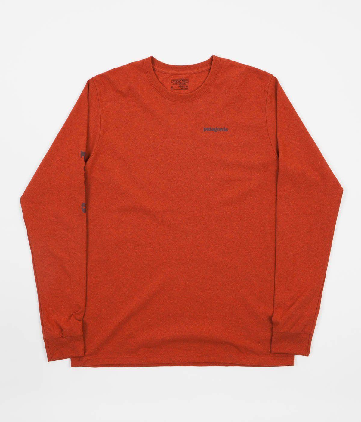Red Roots Logo - Patagonia Text Logo Long Sleeve T-Shirt - Roots Red | Flatspot