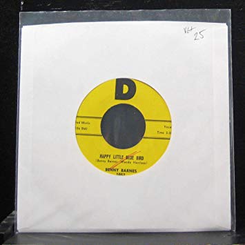 Blue Bird with Yellow Circle Logo - BENNY BARNES records in the snow / happy little blue bird 45