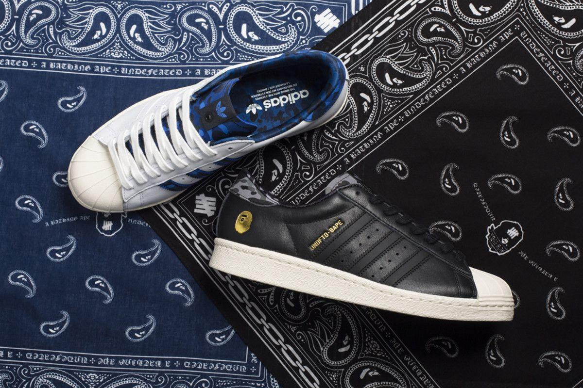 Adidas X BAPE Logo - UNDEFEATED x BAPE x adidas Consortium Superstar 80v - Freshness Mag