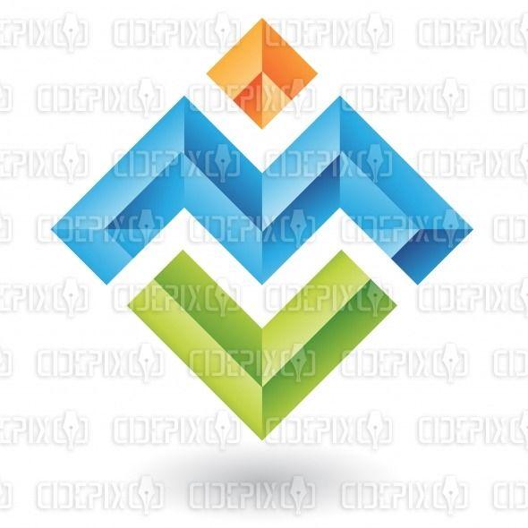 Colorful Square Logo - abstract blue letter m and colorful embossed square logo icon | Cidepix