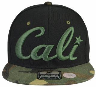 Camo Cali Logo - Cali Black Hat Camo Brim Green Embroidered Snapback Hat ...