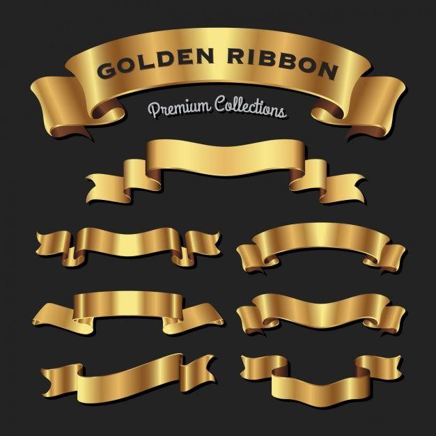 Gold Ribbon Logo - Golden ribbons collection Vector | Free Download