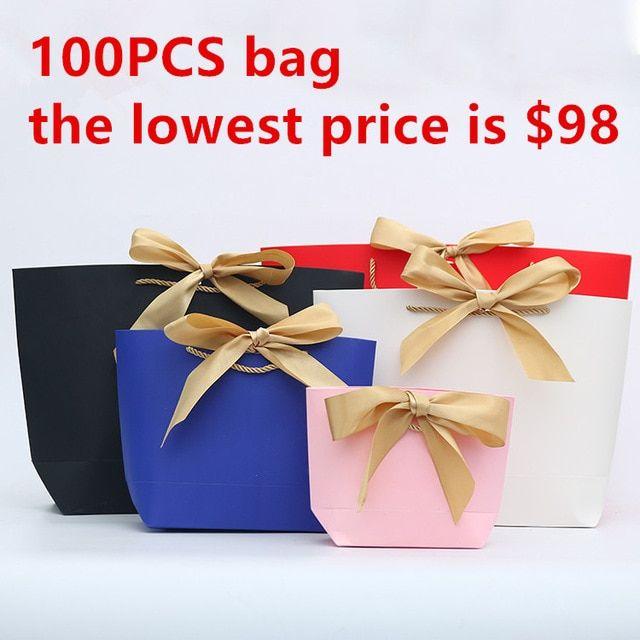 Gold Ribbon Logo - 10 Color Available 100PCS/LOT Customized LOGO Ship type Paper Bag ...