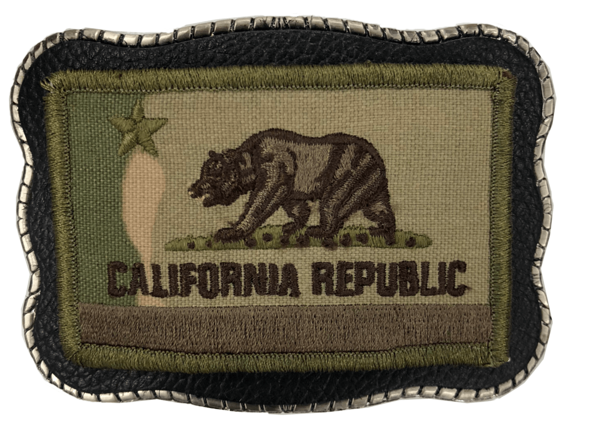 Camo Cali Logo - Camo California Flag Patch on Leather - Wallet Buckle