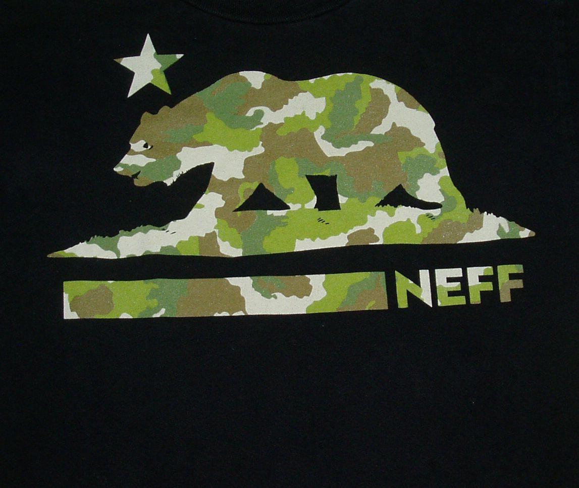 Camo Cali Logo - NEFF Black and Camo California Bear Flag T Shirt | Bear Flag Museum ...
