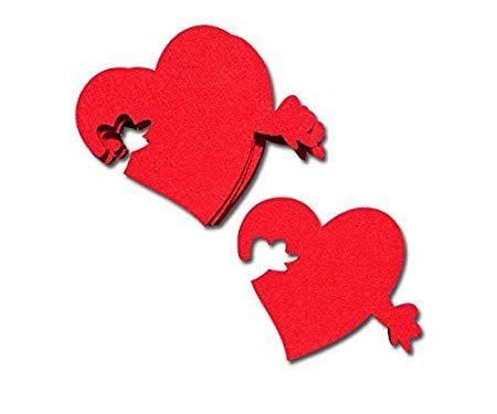 Red Orange Heart Logo - Supmo: felt coaster in heart shape, coaster hearts in red, orange