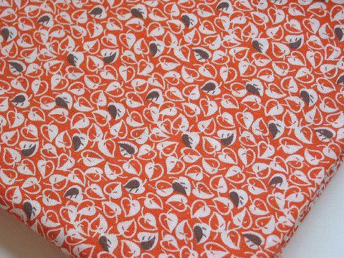 Tiny Orange Leaf Logo - Vintage Feedsack Tiny Orange Leaves. Niesz Vintage Fabric