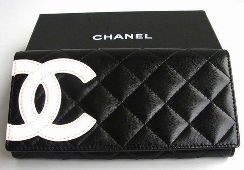 CC and White Logo - Chanel Active Wallet Check Book CC logo black | Bagtrendsnet's Blog