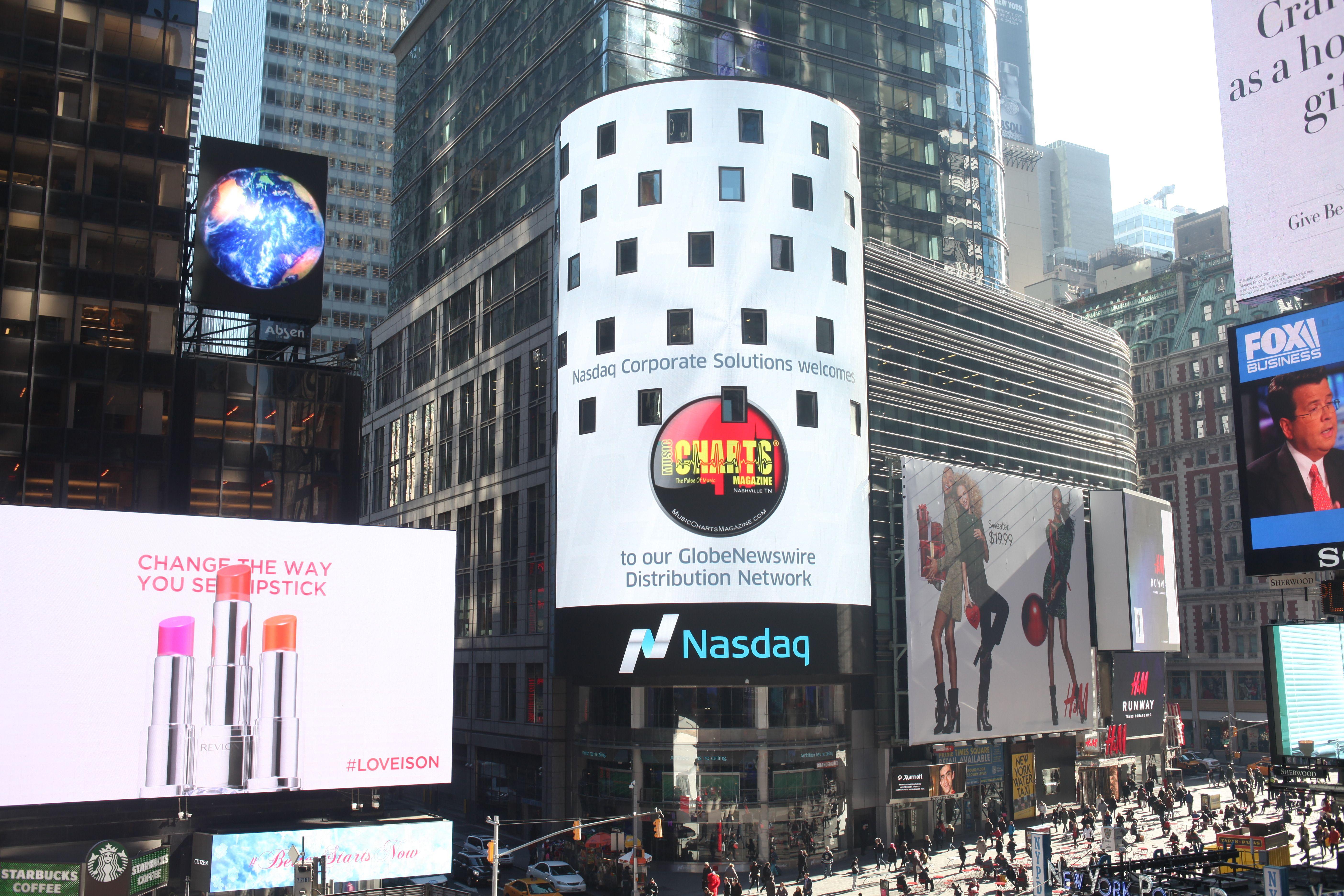 New Nasdaq Logo - Music Charts Magazine® logo proudly flies high on the Nasdaq ...