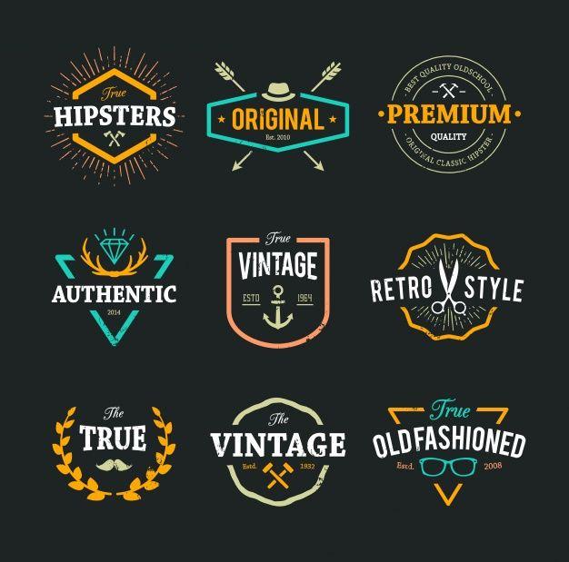 Hipster Logo - Coloured hipster logo collection Vector | Premium Download