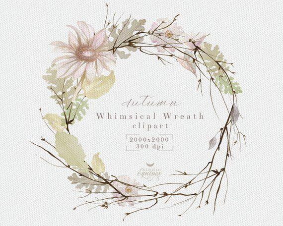 Rustic Wreath Logo - Watercolor Wreath Clipart Floral Wreath Clipart Botanical