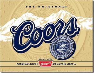 Coors Original Logo - The Original COORS Banquet Gold Label Rocky Mountain Beer Tin Metal ...