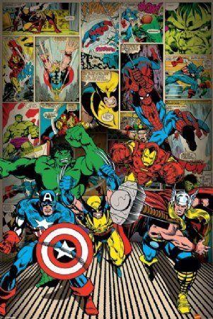 Comic Book Hero Logo - Marvel Avengers Comic Book Superhero Poster 24 x 36