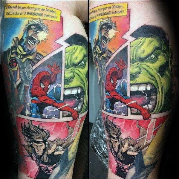 Comic Book Hero Logo - Marvel Tattoos For Men