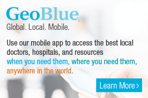 Health Care Blue Square Logo - GeoBlue. International Health Insurance