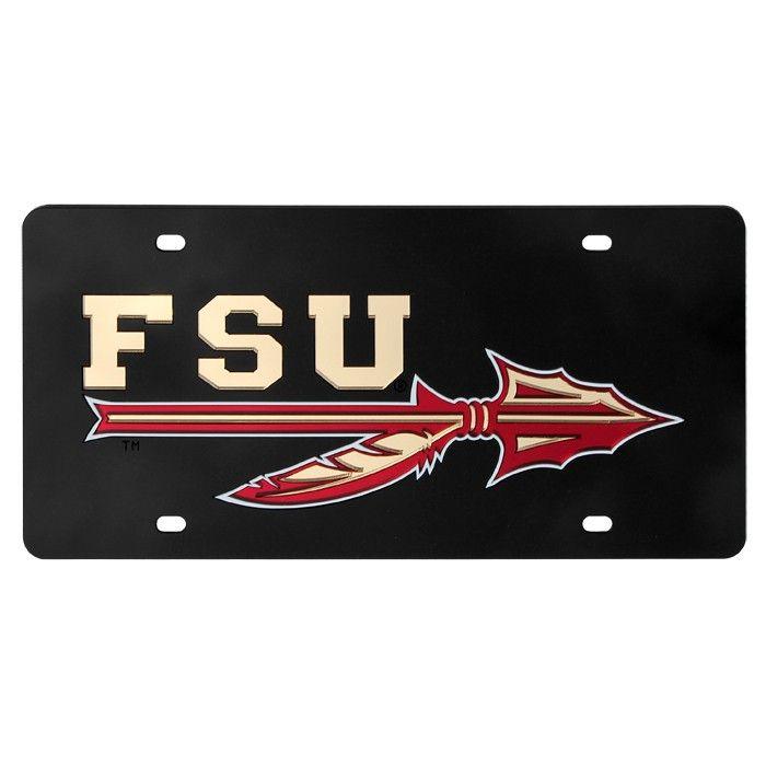 Black Spear Logo - FSU Seminole Apparel. Black Mirrored Tag with FSU over Spear