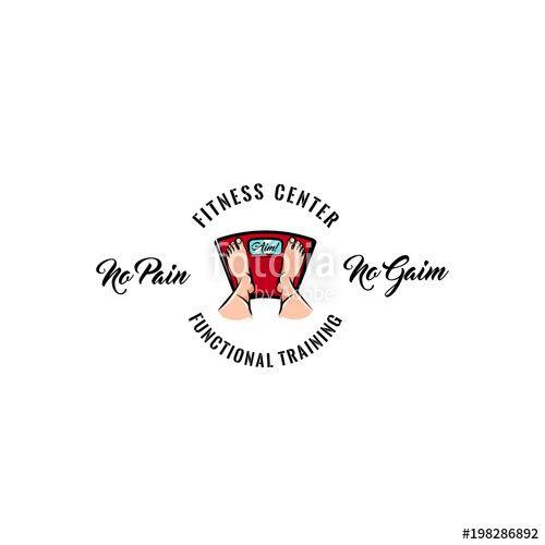 Weight Scale Logo - Weight scale. Fitness center logo. No pain no gain inscription ...