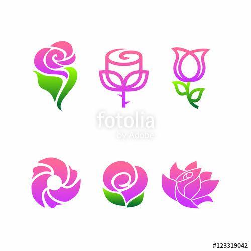 Rose Flower Logo - 6 Abstract Rose Flower Logo Pack Vector Icon