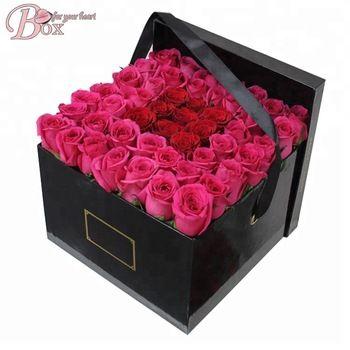 Rose Flower Logo - Luxury Cardboard Square Box Paper Flowers Logo Wedding Rose ...