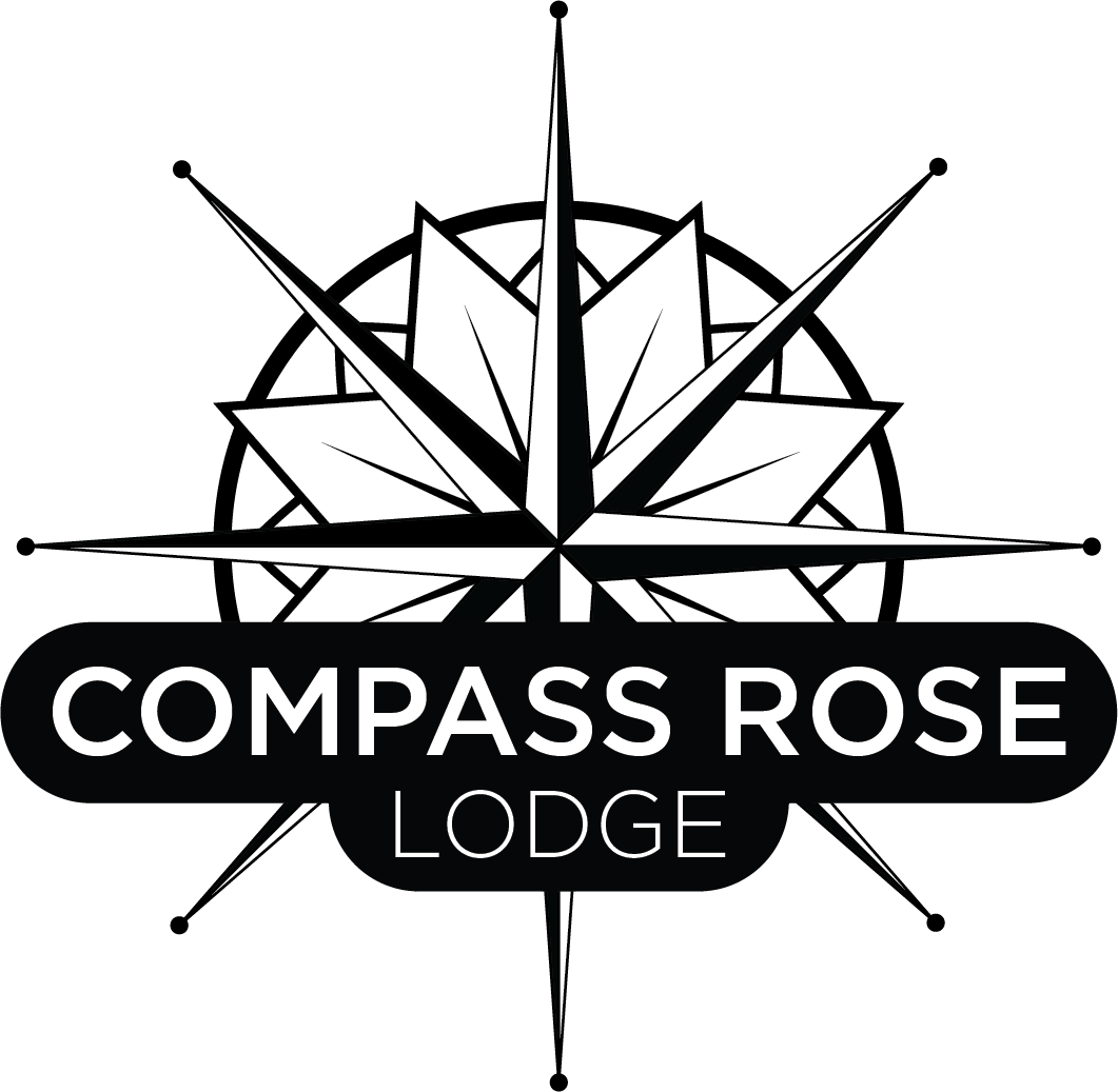 Compass Black and White Logo - King — Compass Rose Lodge
