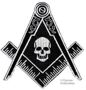 Compass Black and White Logo - BLACK MASONIC SKULL LOGO EMBROIDERED PATCH FREEMASON SQUARE COMPASS ...