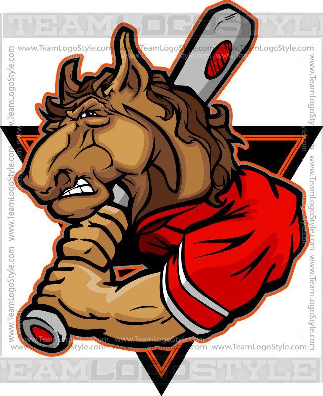 Horse Baseball Logo - Bronco Baseball Clip Art - Vector Clipart Mustang