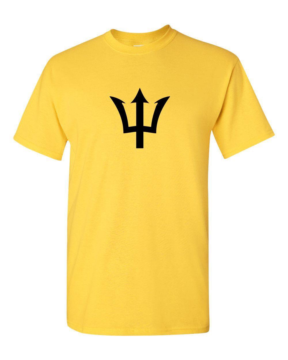 Black Trident Logo - Barbados T Shirt white with black trident logo as depicted on the ...