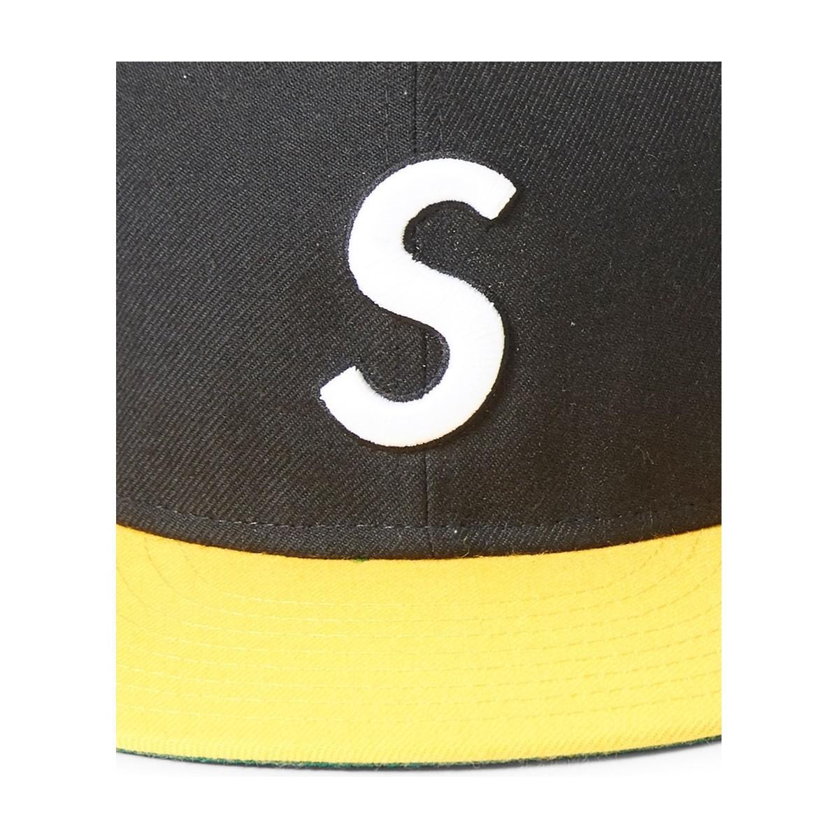 Yellow S Logo - Supreme S Logo New Era Cap Black Yellow Men's Cap In Black in Black ...