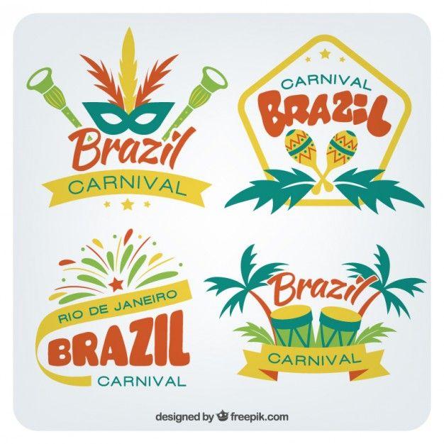 Brazilian Restaurant Logo - Brazilian carnival badges pack in colored style Vector