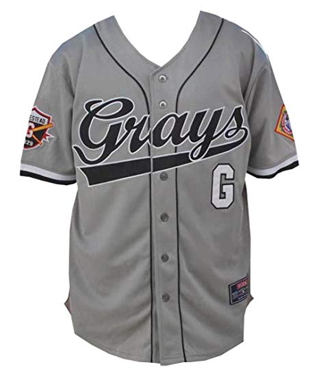 Grays Baseball Logo - NLBM Mens Homestead Grays Baseball Jersey 3XL Gray: Clothing