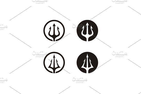 Black Trident Logo - Circular Trident logo design ~ Logo Templates ~ Creative Market