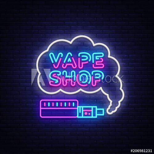 Vape Store Logo - Vape Shop Logo Neon Vector. Vape neon sign design template on theme