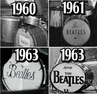 Beatles Drum Logo - The Beatles drum logo through the years. 60 is from a kit belonging ...