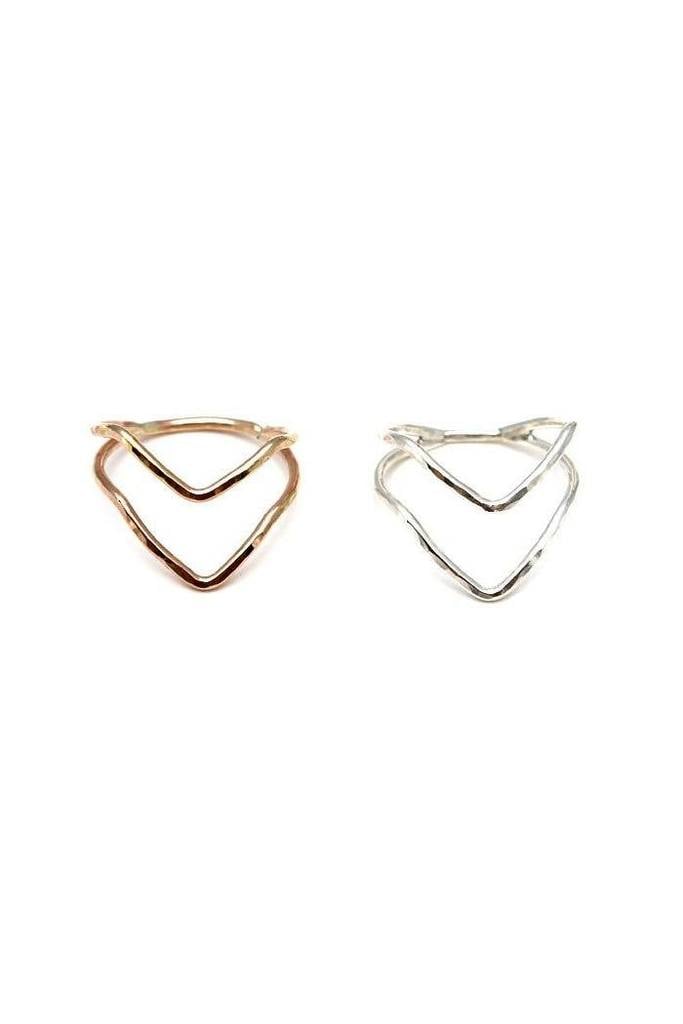 Two Silver Boomerangs Logo - Double Boomerang Ring Handmade Maui Jewelry