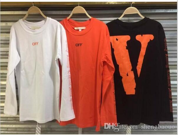 Off Ehite V Logo - Vlones X Off White Long Sleeve T Shirt Men Hip Hop V 3d Printing T ...