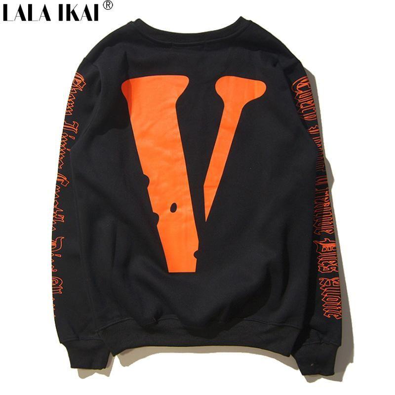 Off Ehite V Logo - 2019 Wholesale Vlone X Off White Mens Sweatshirts V Letter Print ...