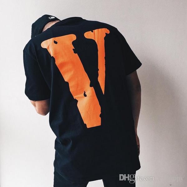 Off Ehite V Logo - Vlone X Off White T Shirt Mens White Black V Printed Short Sleeve