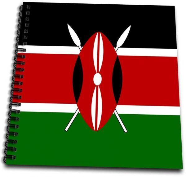 Red and Black Spear Logo - 3dRose db_158349_2 Flag Of Kenya Kenyan Black Red Green with Maasai ...