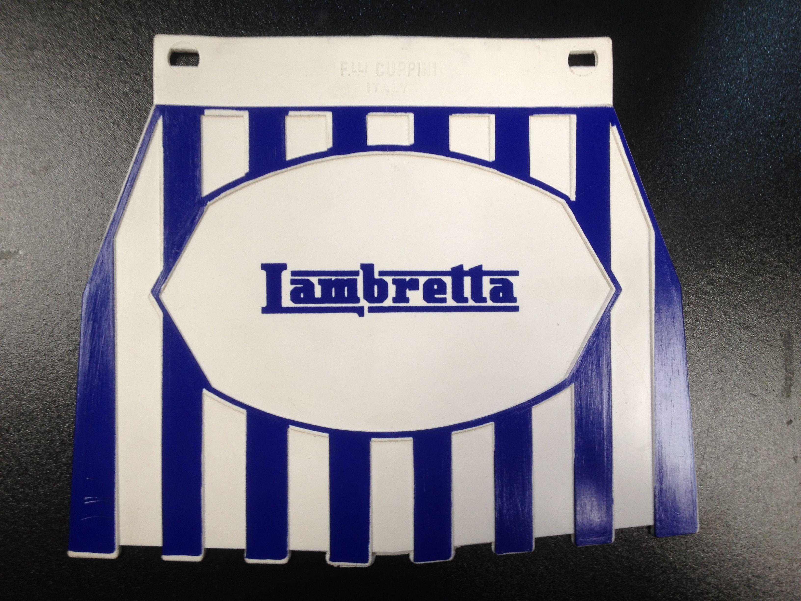 Dark Blue and White Logo - Mud flap striped (Lambretta logo) dark blue on white
