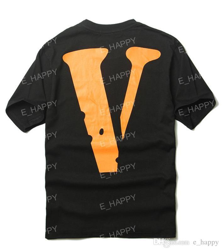 Off Ehite V Logo - Vlone X Off White T Shirt Mens White Black V Printed Short Sleeve ...